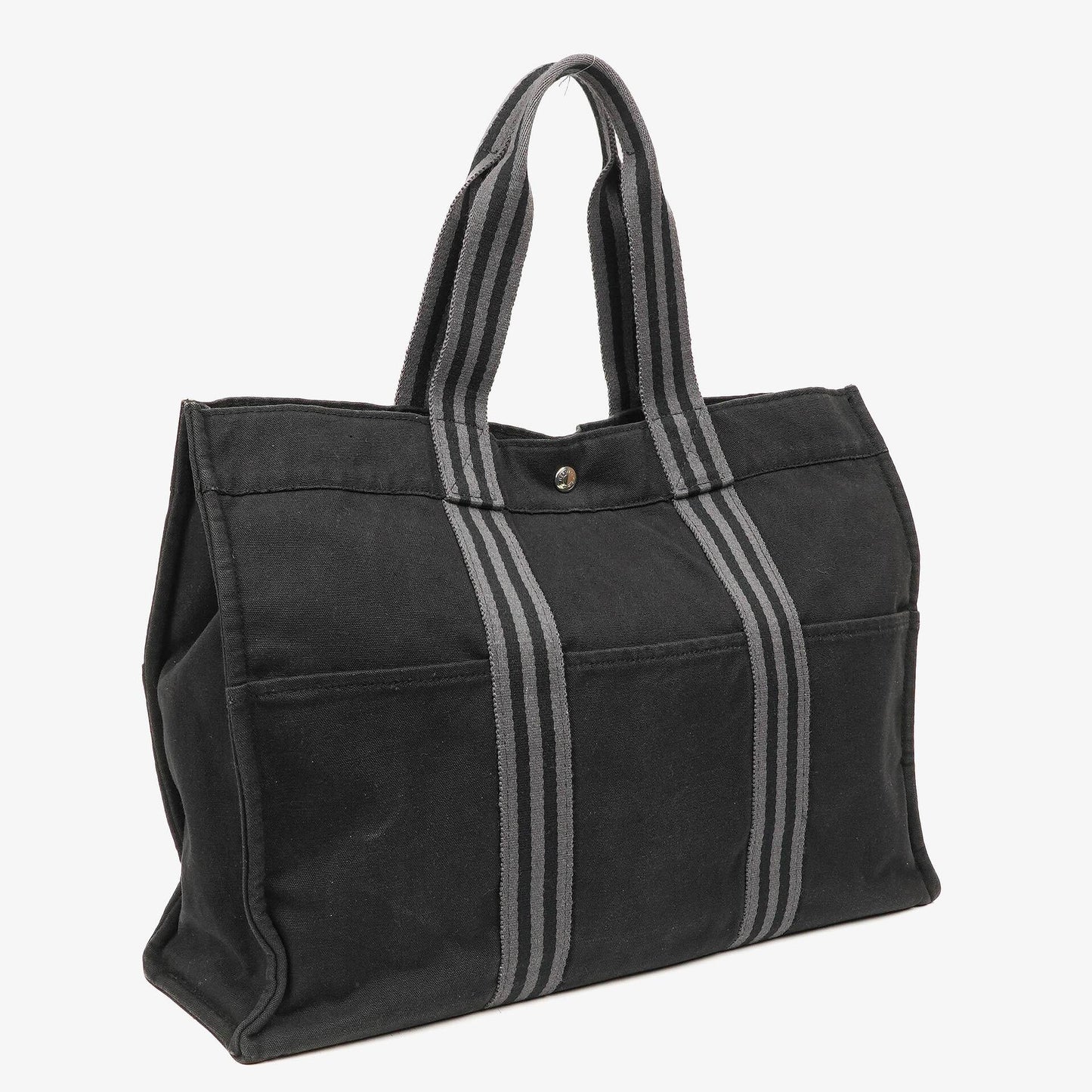 Hermès Herline MM Tote Tasche aus schwarzem Canvas