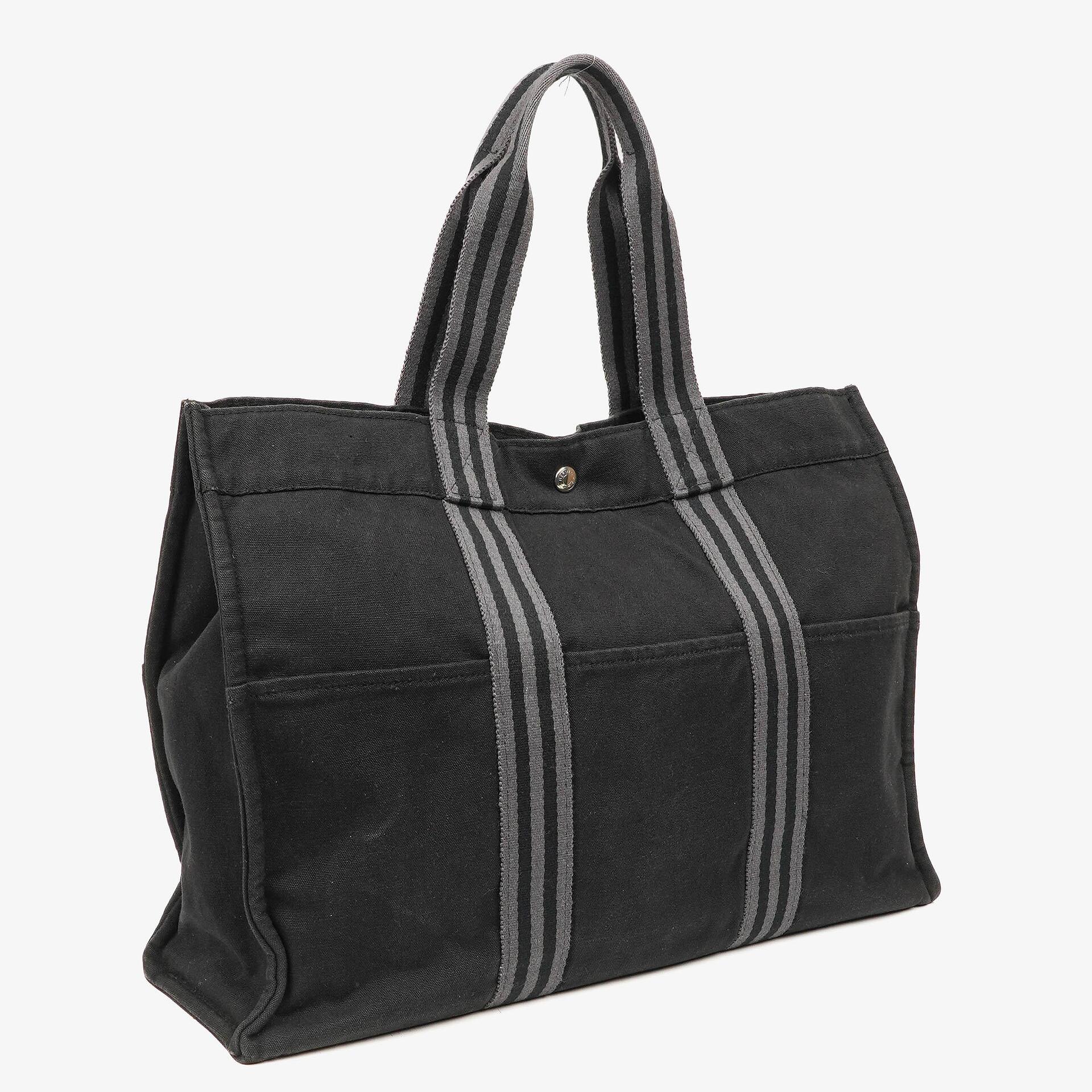 Hermès Herline MM Tote Tasche aus schwarzem Canvas