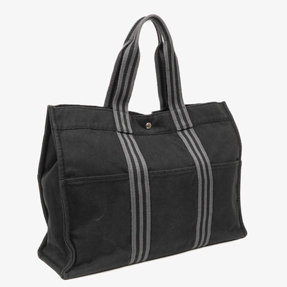 Hermès Herline MM Tote Tasche aus schwarzem Canvas