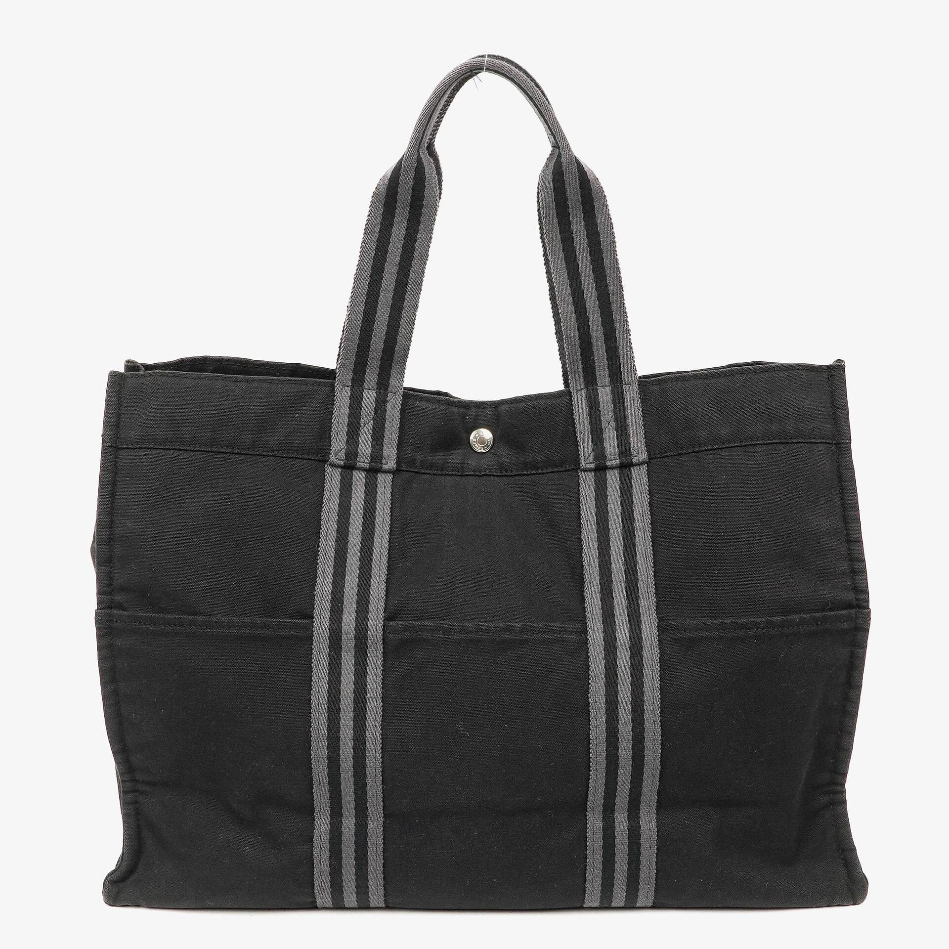 Hermès Herline MM Tote Tasche aus schwarzem Canvas