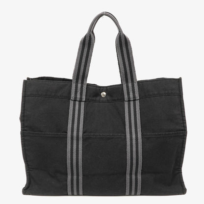 Hermès Herline MM Tote Tasche aus schwarzem Canvas