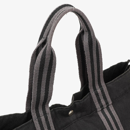 Hermès Herline MM Tote Tasche aus schwarzem Canvas