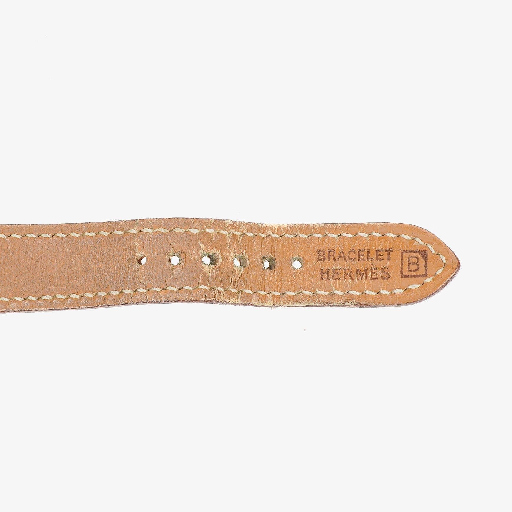 Hermès Heure H PM 21 mm Quarzuhr, vergoldet und braunes Leder, HH1.210