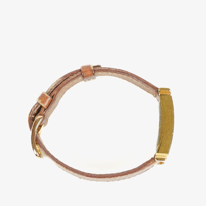 Hermès Heure H PM 21 mm Quarzuhr, vergoldet und braunes Leder, HH1.210
