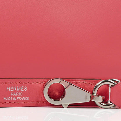 Hermes Kelly 25 Retourne Rose Azalee Swift Leder mit Palladium-Beschlägen