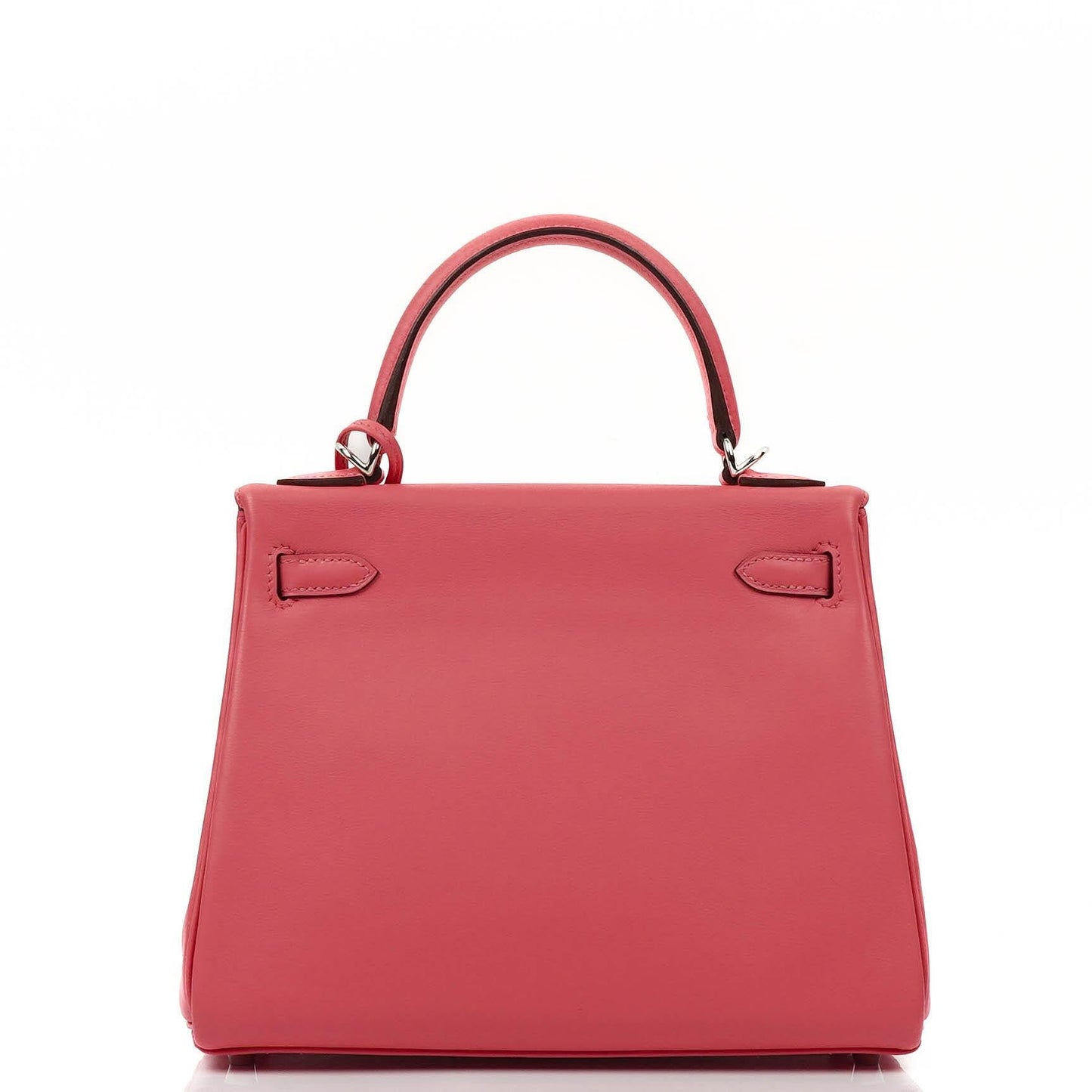 Hermes Kelly 25 Retourne Rose Azalee Swift Leder mit Palladium-Beschlägen