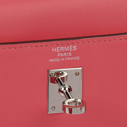 Hermes Kelly 25 Retourne Rose Azalee Swift Leder mit Palladium-Beschlägen