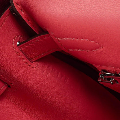 Hermes Kelly 25 Retourne Rose Azalee Swift Leder mit Palladium-Beschlägen