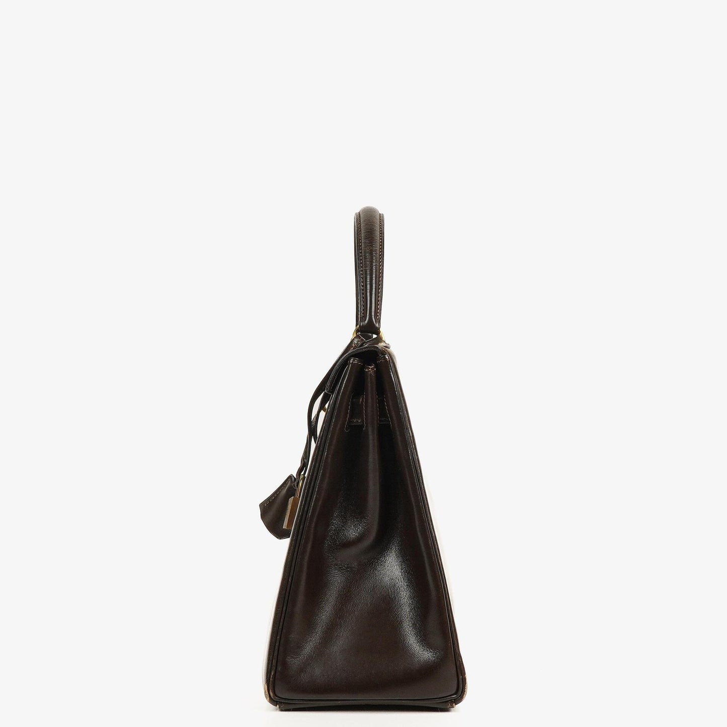 Hermès Kelly 28 Retourne Vintage aus Chocolate Box-Kalbsleder mit Goldbeschlägen, 1965