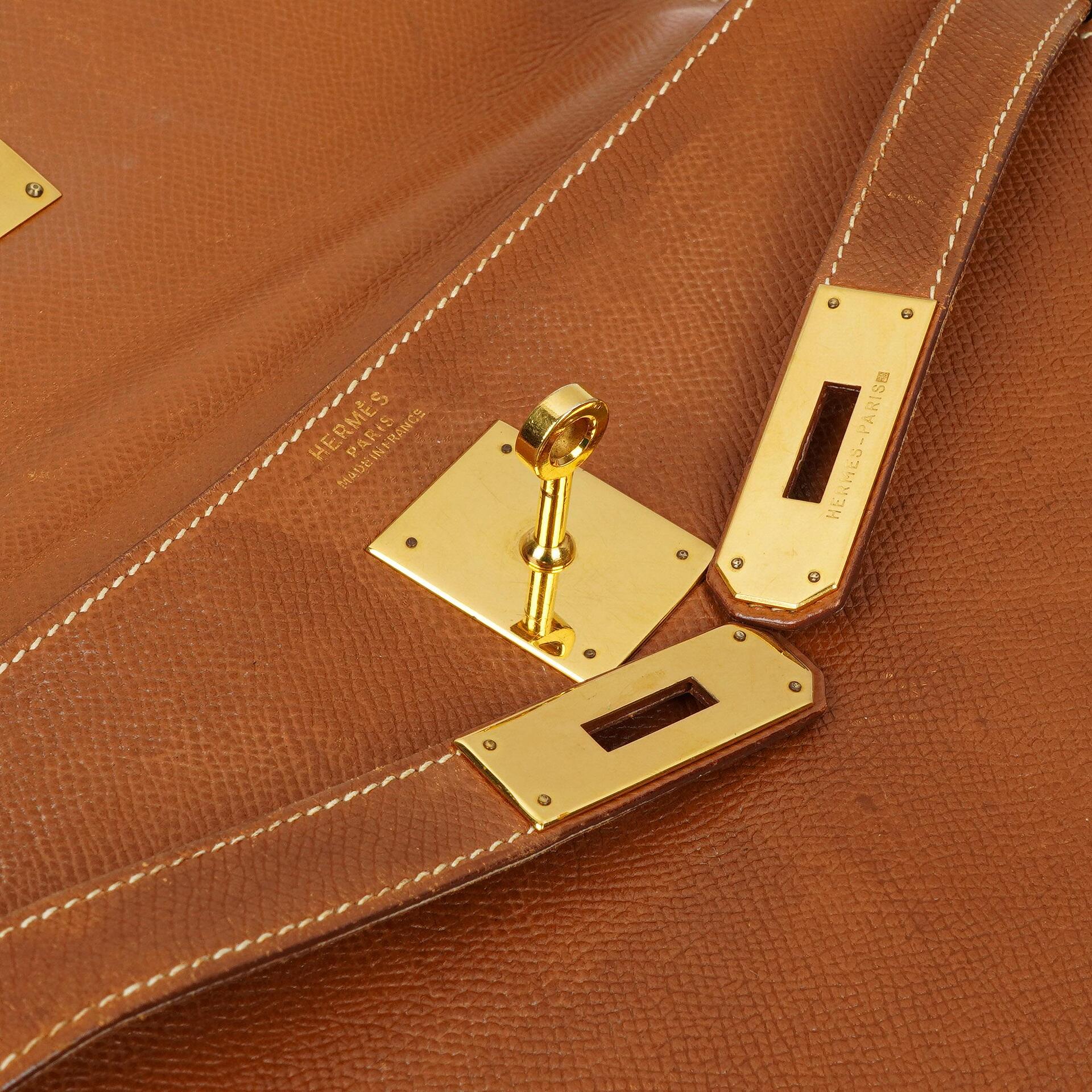 Hermès Kelly 32 Retourne Gold Courchevel Gold Hardware, 1992
