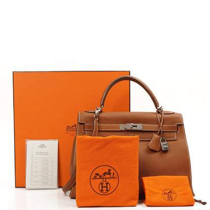 Hermès Kelly Sellier 32 Gold Togo-Leder Palladium-Beschläge, 2005