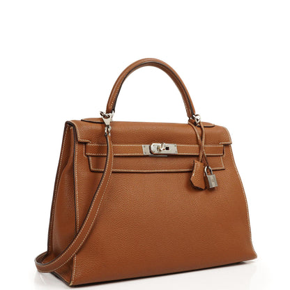 Hermès Kelly Sellier 32 Gold Togo-Leder Palladium-Beschläge, 2005