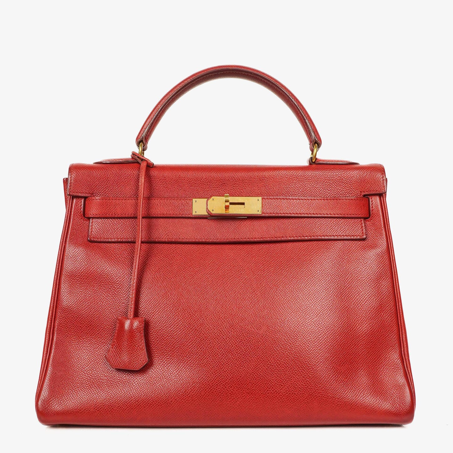 Hermès Kelly 32 Retourne in Rouge Vif mit Goldbeschlägen