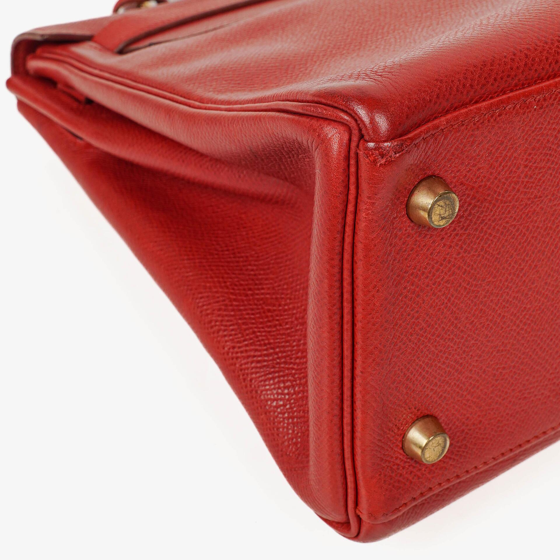 Hermès Kelly 32 Retourne in Rouge Vif mit Goldbeschlägen