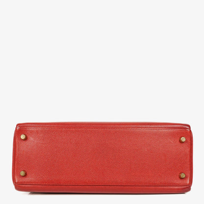 Hermès Kelly 32 Retourne in Rouge Vif mit Goldbeschlägen