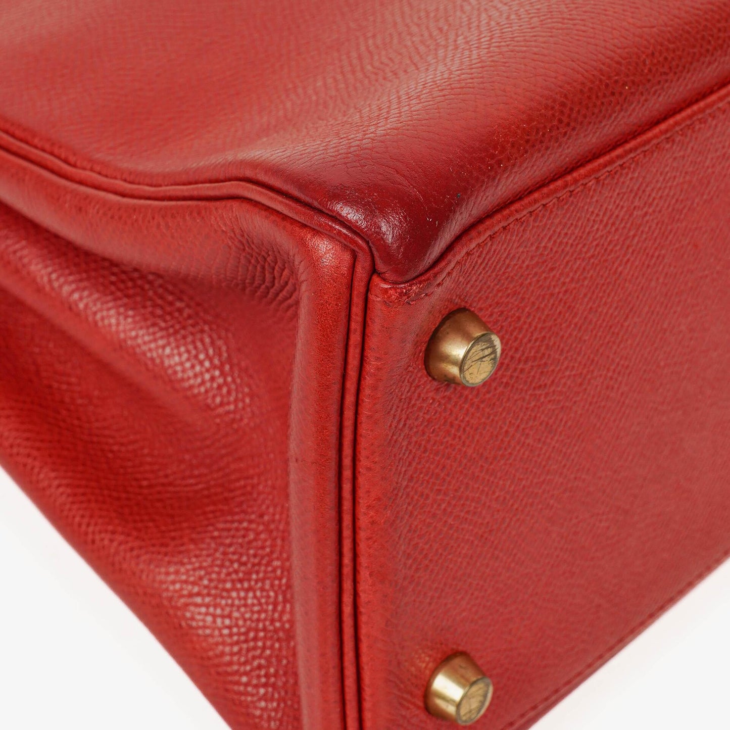 Hermès Kelly 32 Retourne in Rouge Vif mit Goldbeschlägen