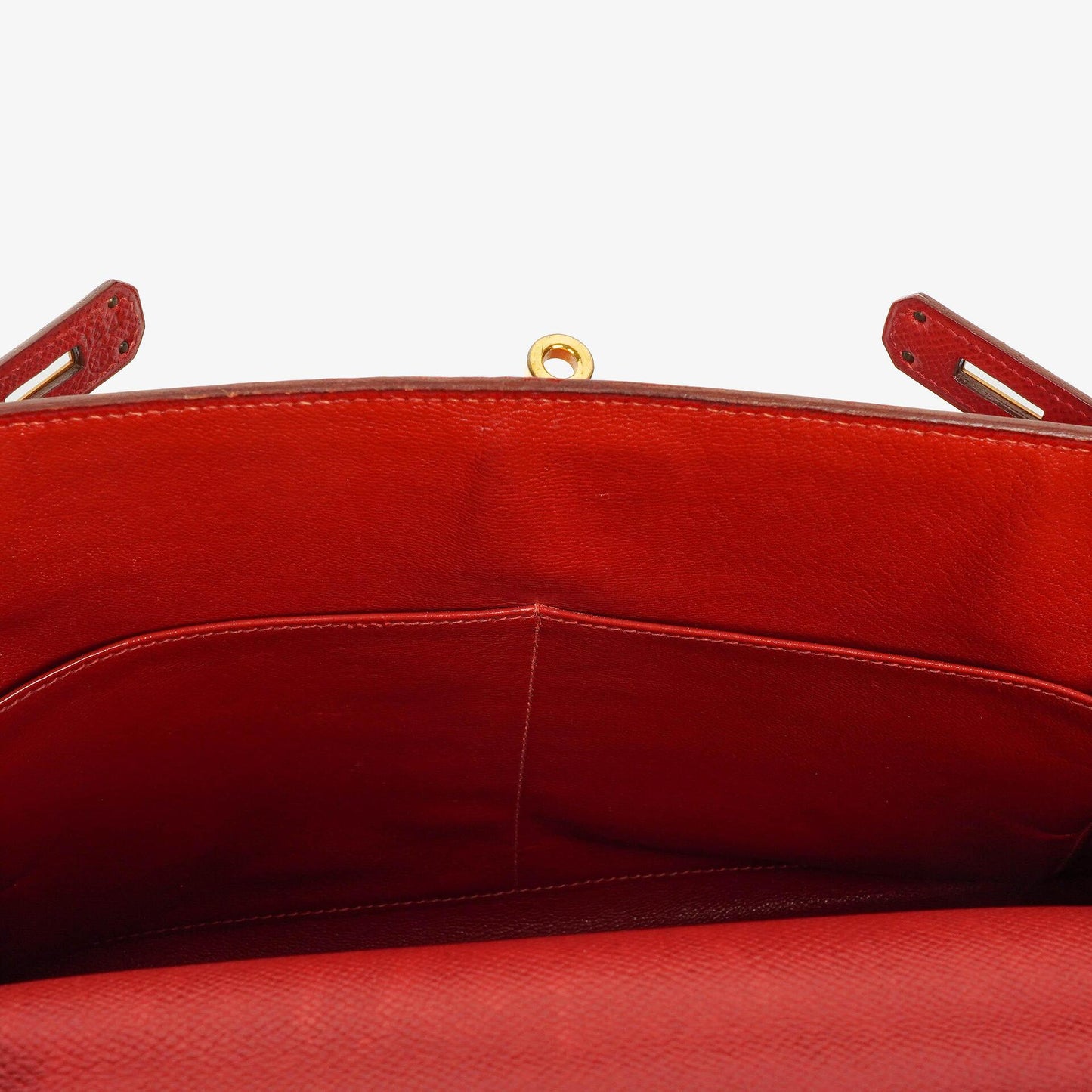 Hermès Kelly 32 Retourne in Rouge Vif mit Goldbeschlägen