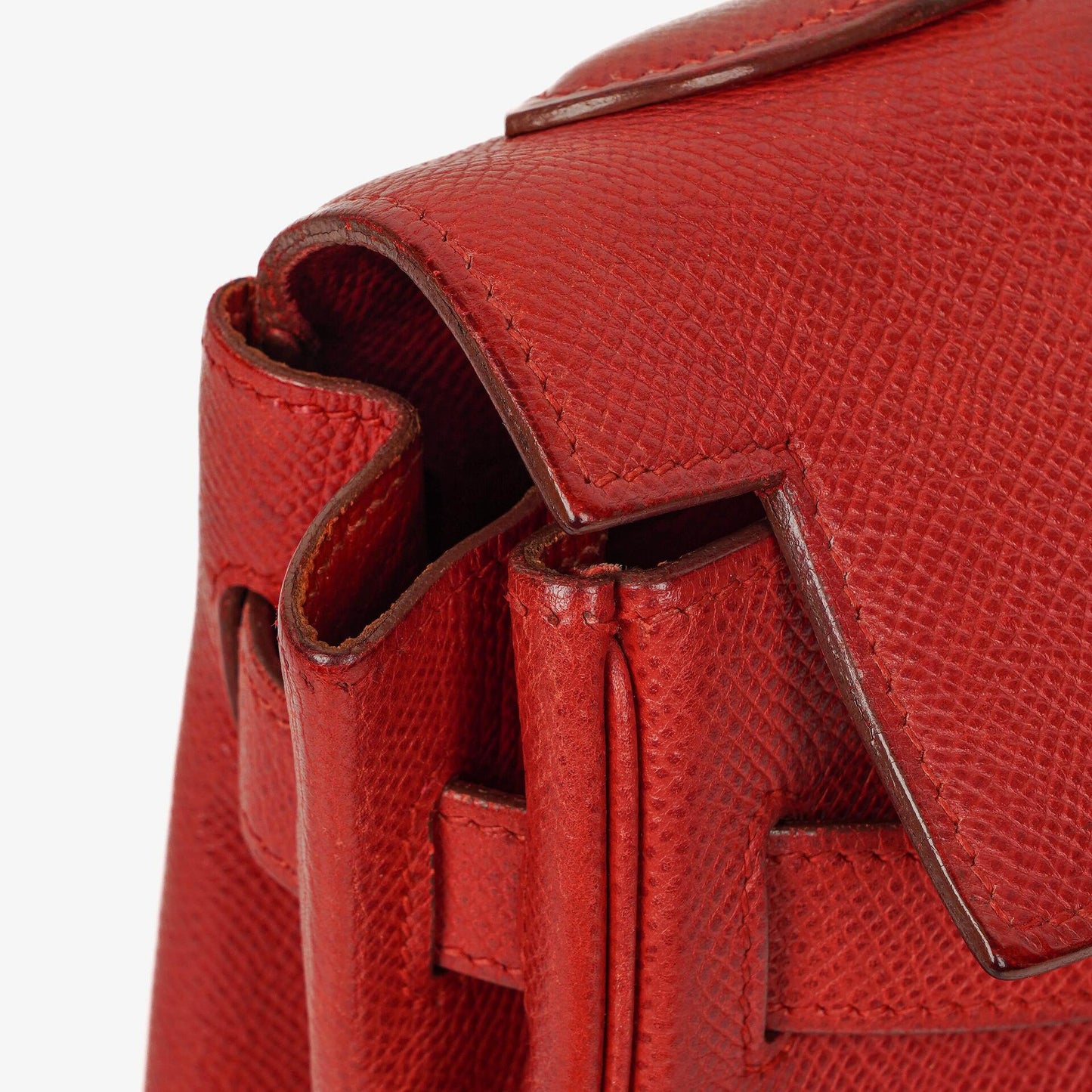 Hermès Kelly 32 Retourne in Rouge Vif mit Goldbeschlägen