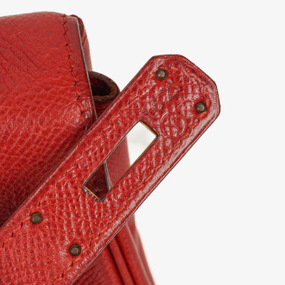 Hermès Kelly 32 Retourne in Rouge Vif mit Goldbeschlägen