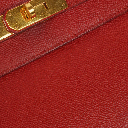 Hermès Kelly 32 Retourne in Rouge Vif mit Goldbeschlägen