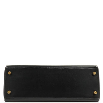 Hermes Kelly 32 Retourne Vintage Schwarz Box Kalbsleder Goldbeschläge 1997