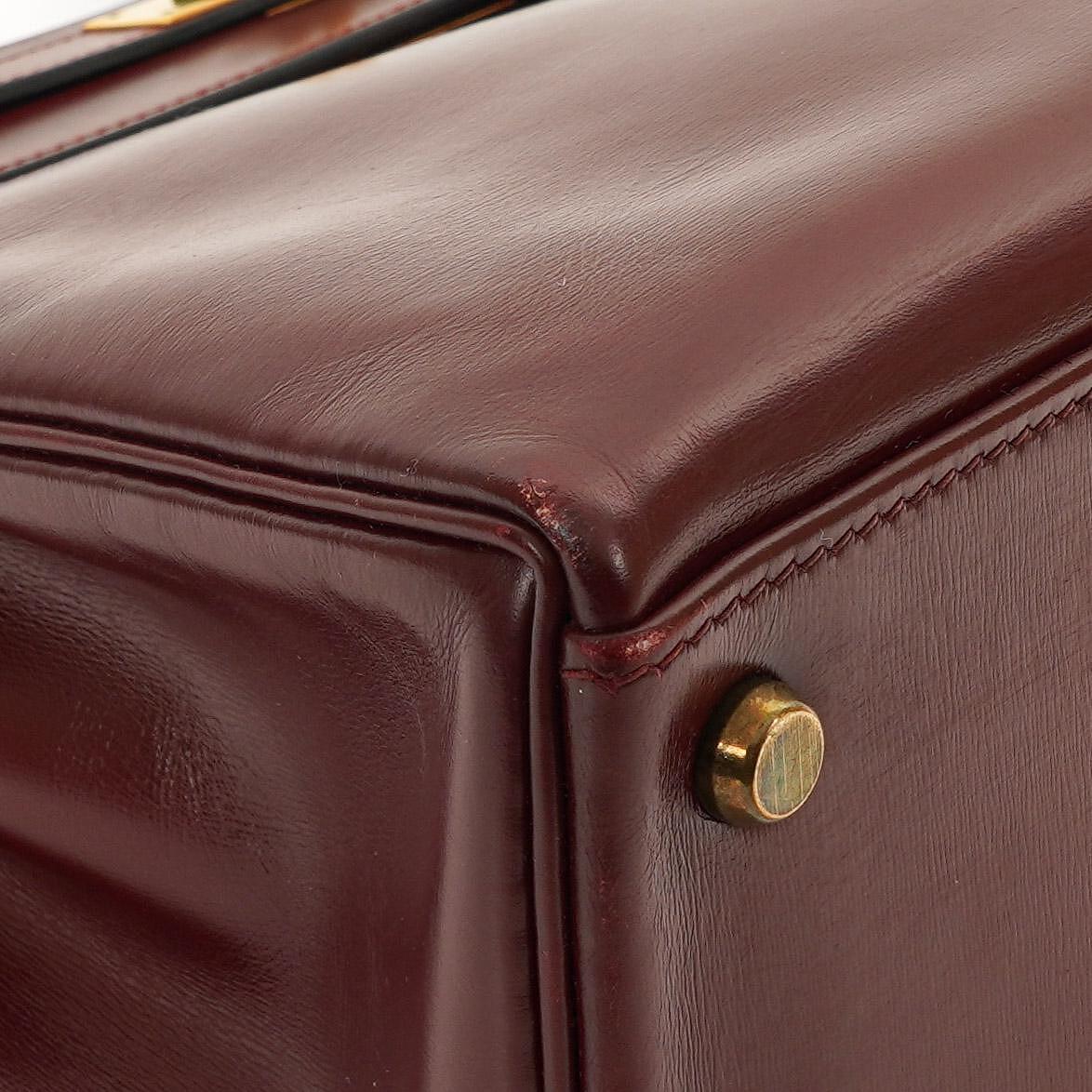 Hermes Kelly 32 Retourne Vintage Rouge H Box Kalbsleder Goldbeschläge 1983