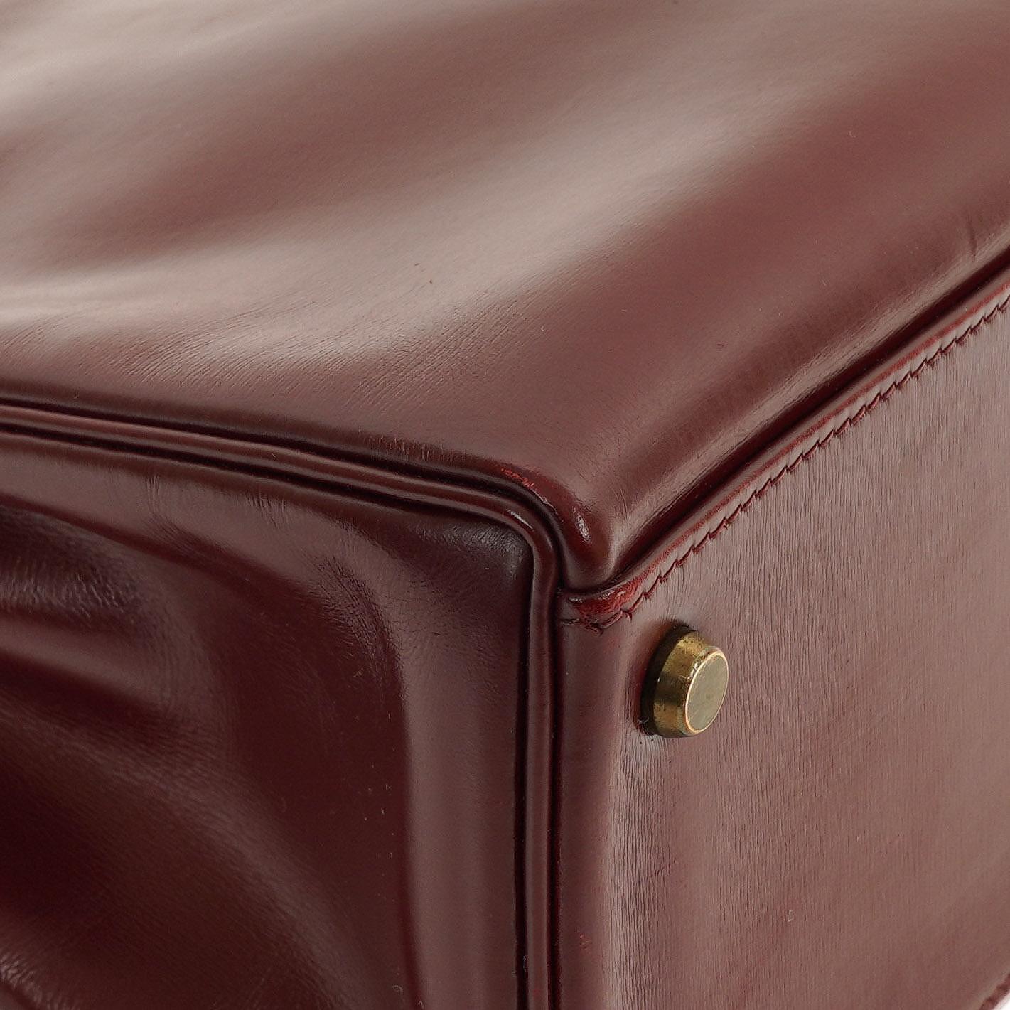 Hermes Kelly 32 Retourne Vintage Rouge H Box Kalbsleder Goldbeschläge 1983