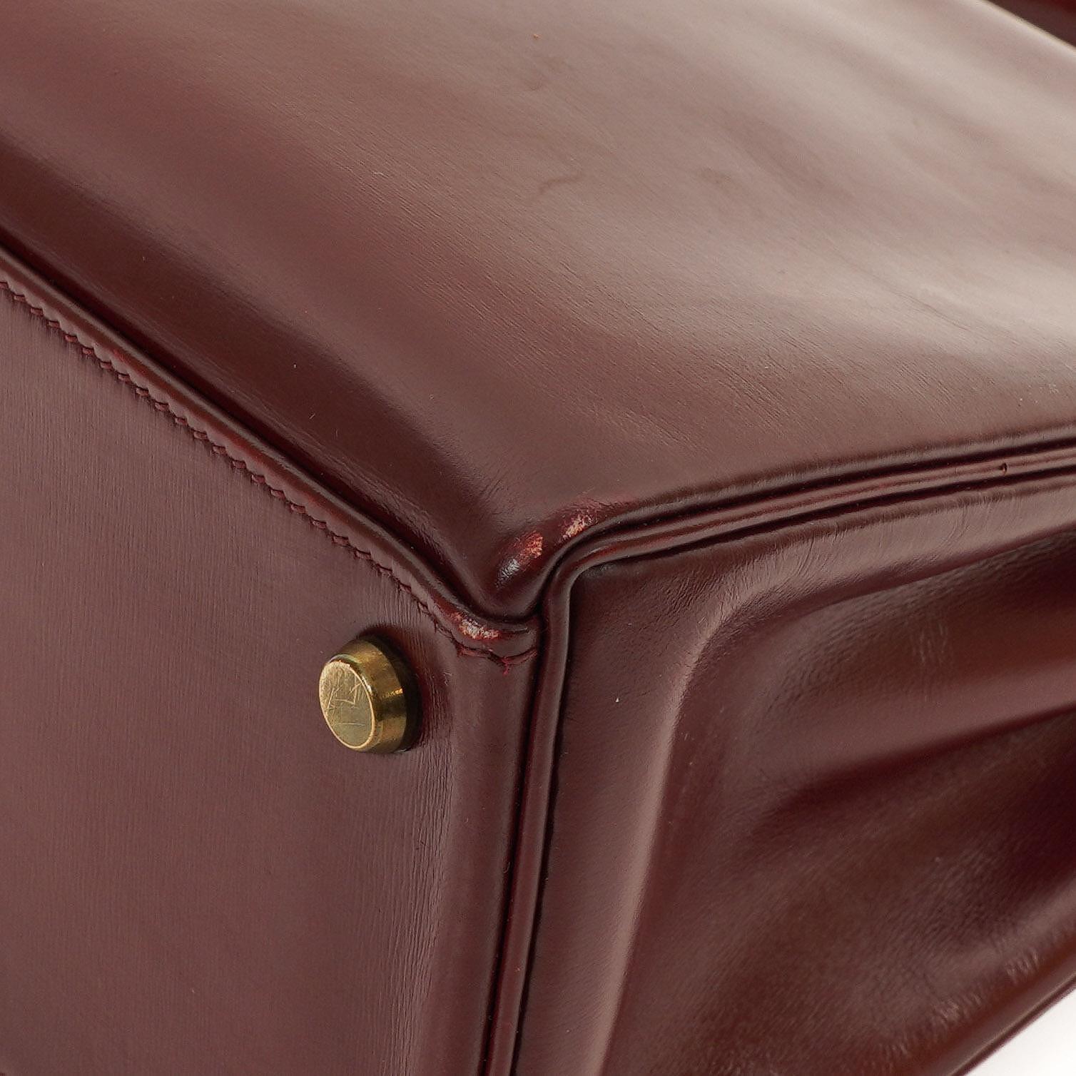 Hermes Kelly 32 Retourne Vintage Rouge H Box Kalbsleder Goldbeschläge 1983
