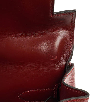 Hermes Kelly 32 Retourne Vintage Rouge H Box Kalbsleder Goldbeschläge 1983