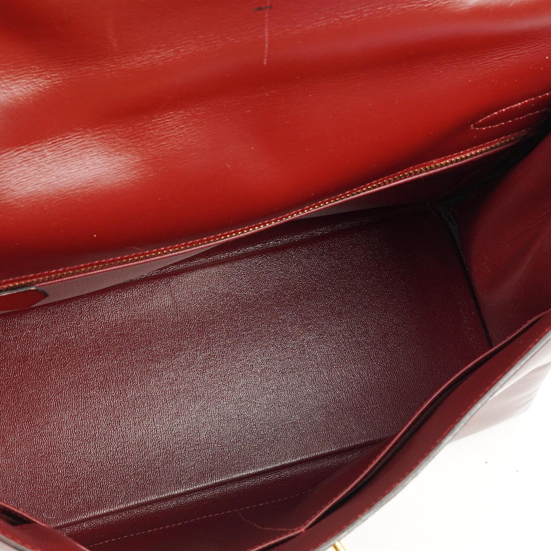 Hermes Kelly 32 Retourne Vintage Rouge H Box Kalbsleder Goldbeschläge 1983