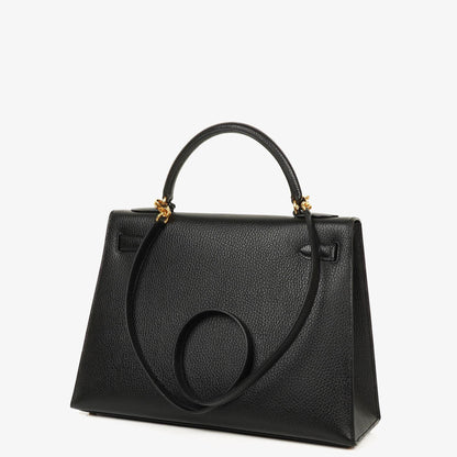 Hermès Kelly 32 Sellier Tasche in Schwarz aus Ardennes mit Goldbeschlägen, 1996