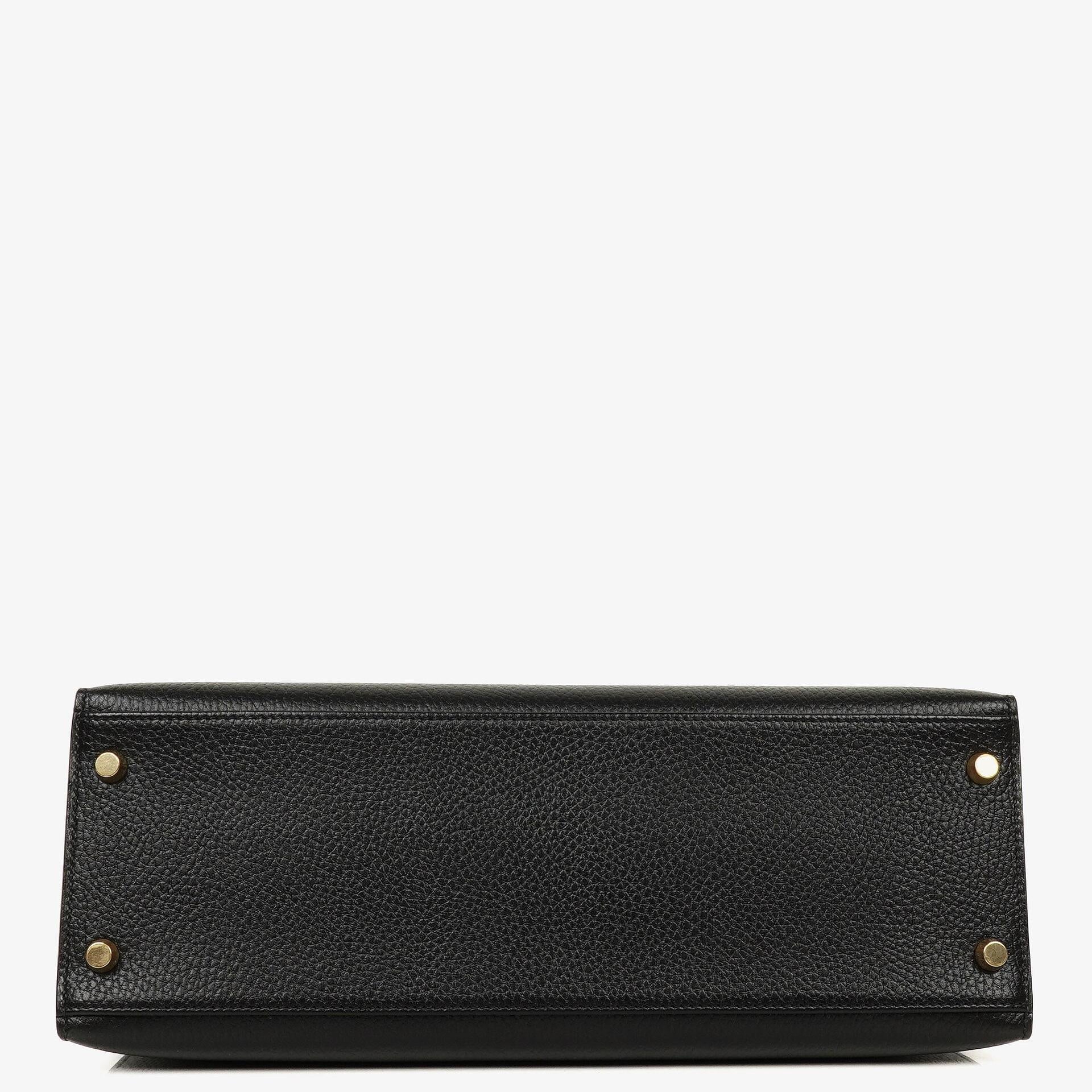 Hermès Kelly 32 Sellier Tasche in Schwarz aus Ardennes mit Goldbeschlägen, 1996