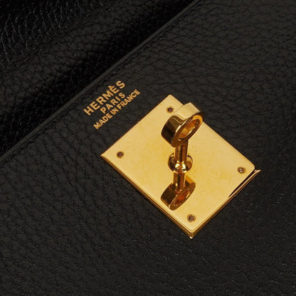 Hermès Kelly 32 Sellier Tasche in Schwarz aus Ardennes mit Goldbeschlägen, 1996