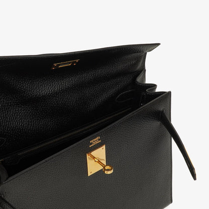 Hermès Kelly 32 Sellier Tasche in Schwarz aus Ardennes mit Goldbeschlägen, 1996