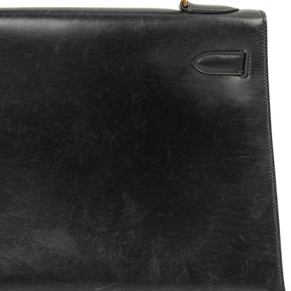 Hermès Kelly 32 Sellier Schwarz Box Kalbsleder Gold Hardware, 1979