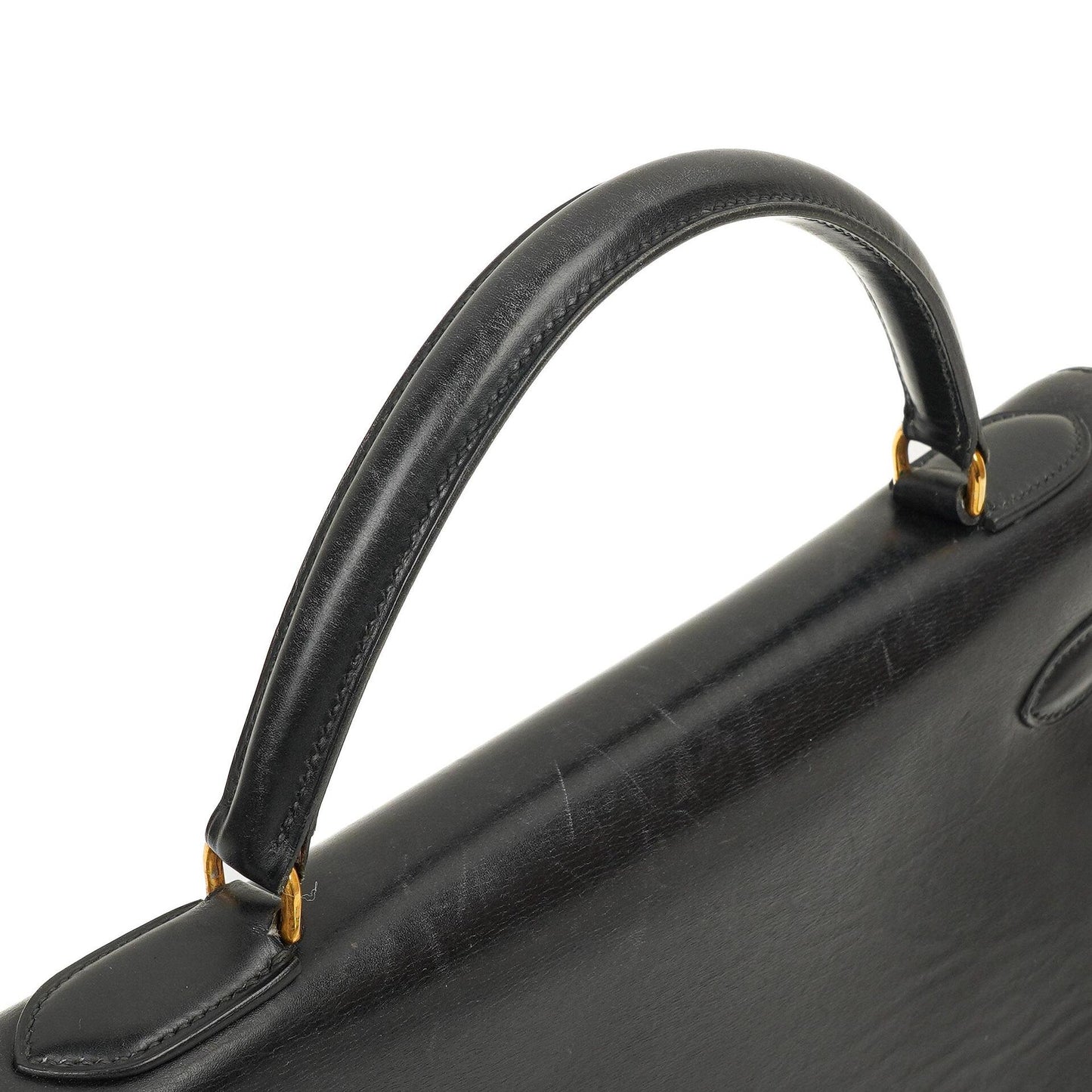 Hermès Kelly 32 Sellier Schwarz Box Kalbsleder Gold Hardware, 1979