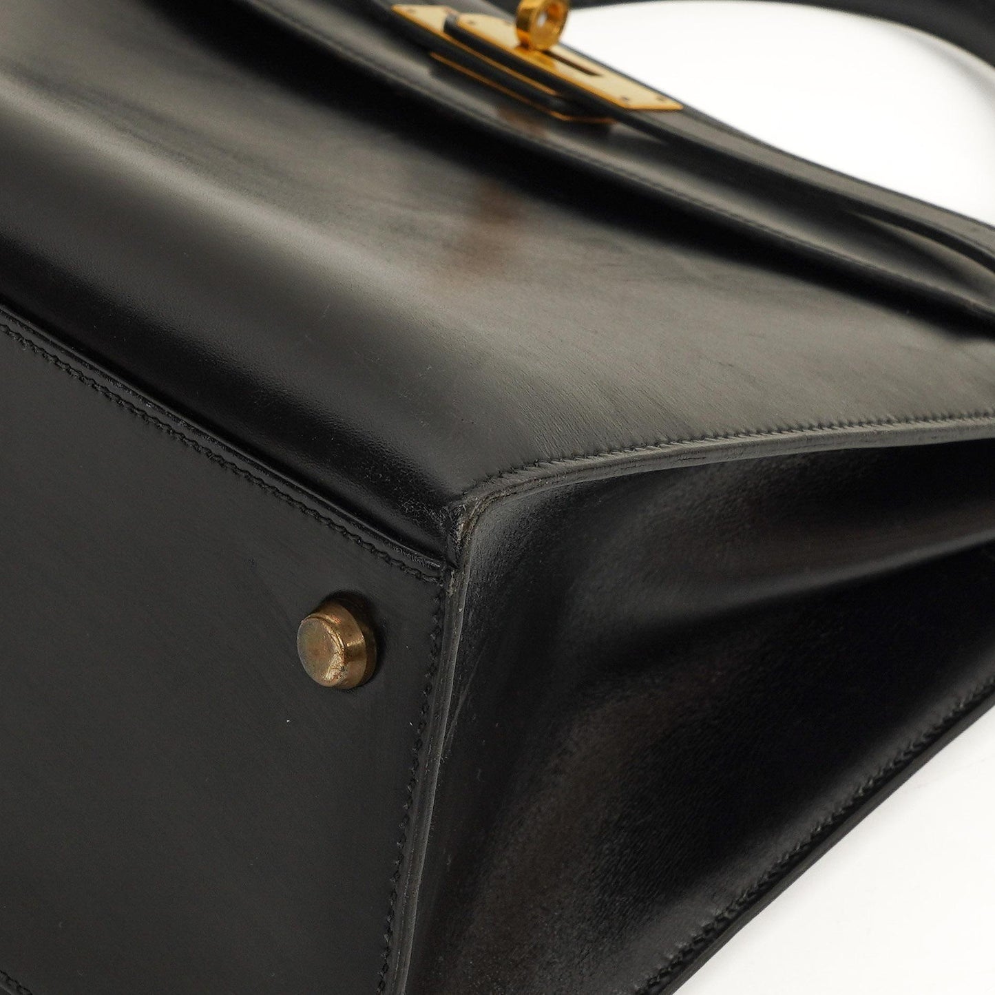 Hermès Kelly 32 Sellier Schwarz Box Kalbsleder Gold Hardware, 1979