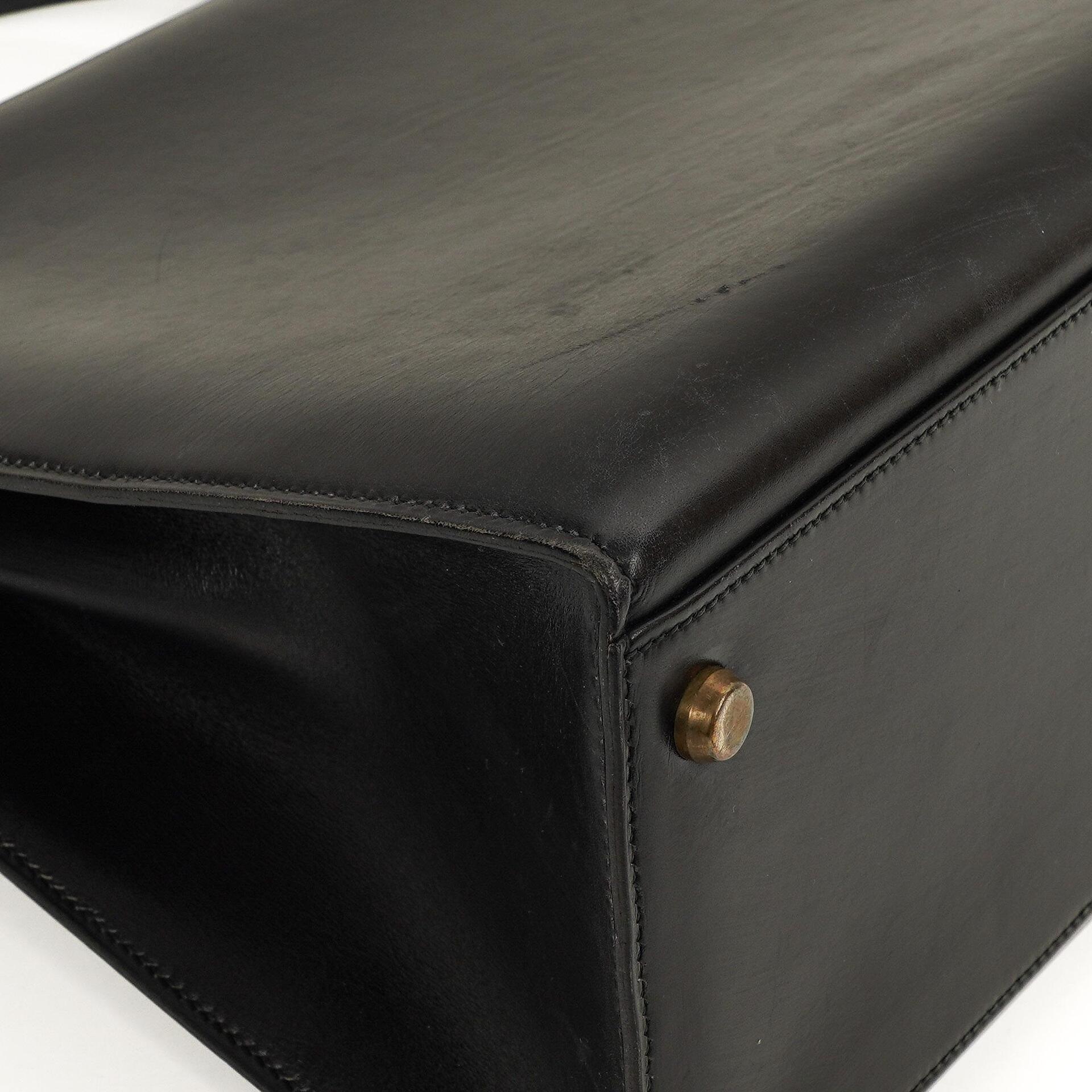 Hermès Kelly 32 Sellier Schwarz Box Kalbsleder Gold Hardware, 1979