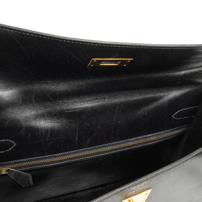 Hermès Kelly 32 Sellier Schwarz Box Kalbsleder Gold Hardware, 1979
