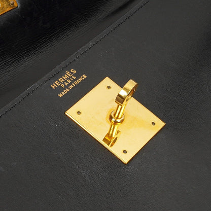 Hermès Kelly 32 Sellier Schwarz Box Kalbsleder Gold Hardware, 1979