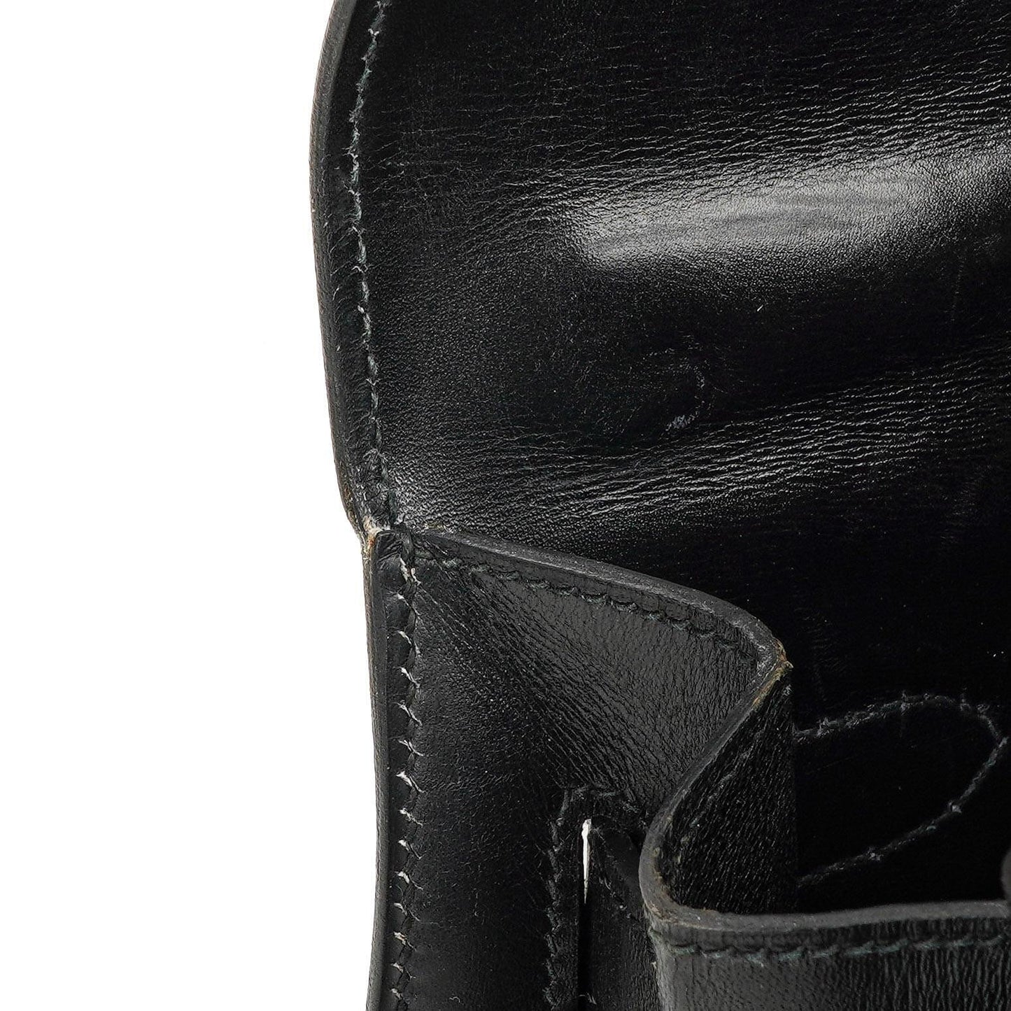Hermès Kelly 32 Sellier Schwarz Box Kalbsleder Gold Hardware, 1979