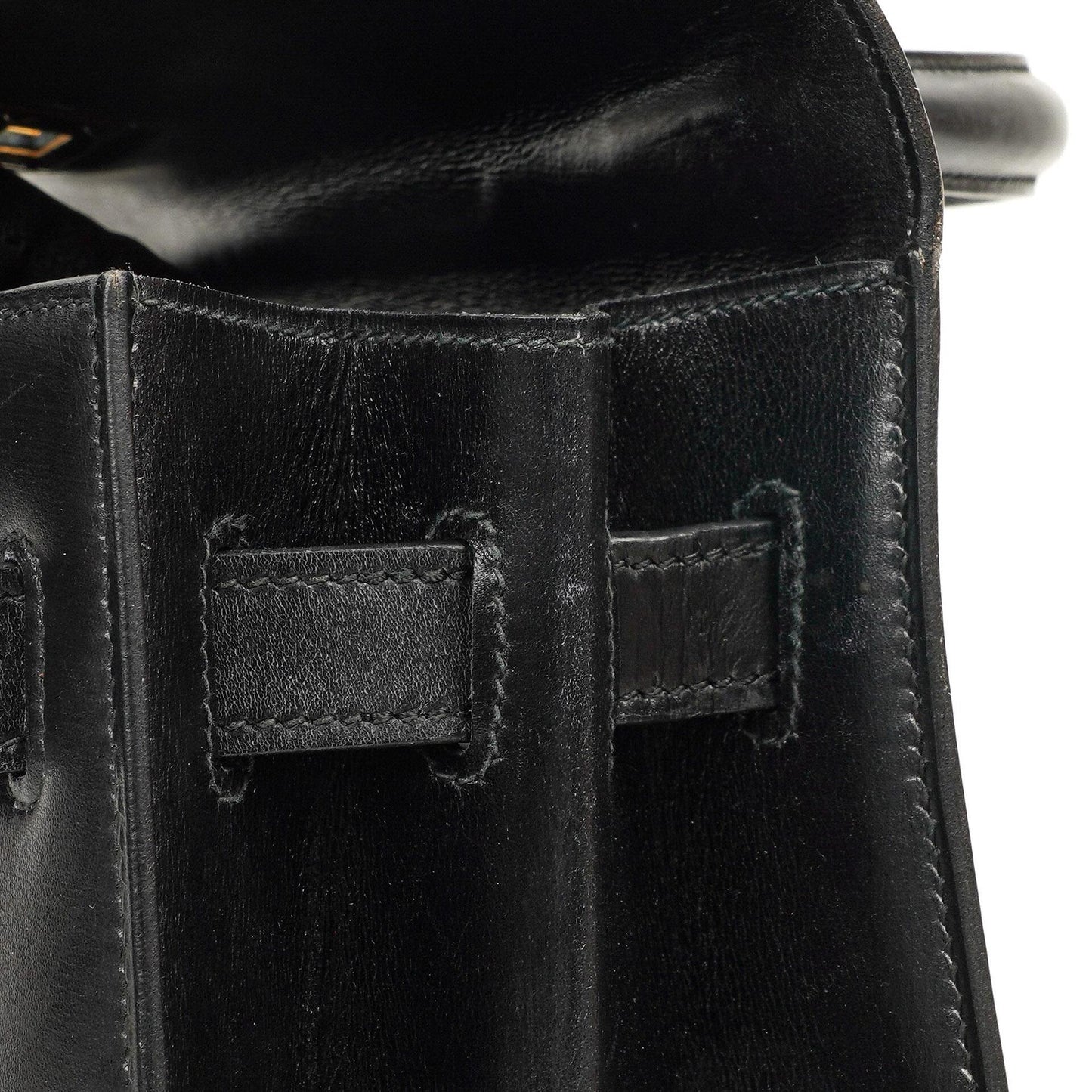 Hermès Kelly 32 Sellier Schwarz Box Kalbsleder Gold Hardware, 1979