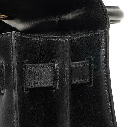 Hermès Kelly 32 Sellier Schwarz Box Kalbsleder Gold Hardware, 1979
