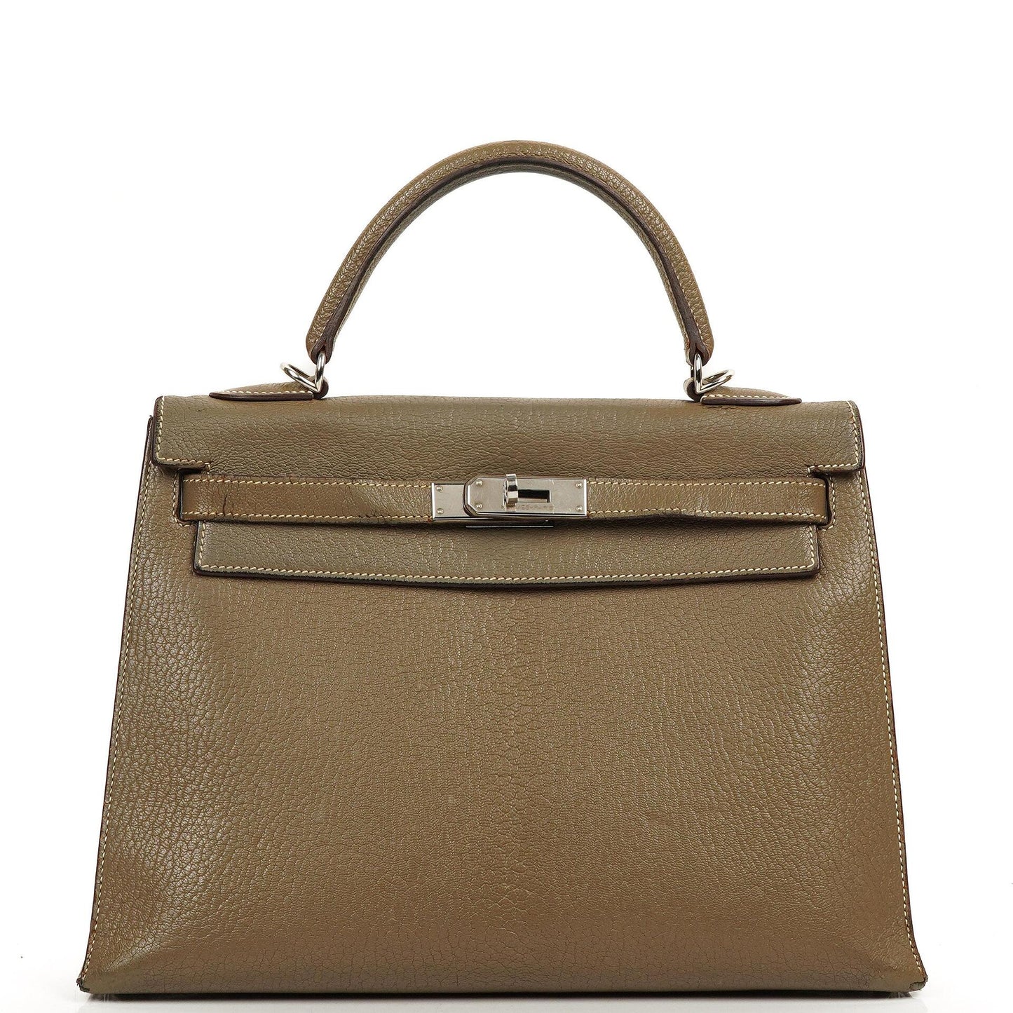 Hermes Kelly 32 Sellier Étoupe Ziegenleder Mysore Palladium Beschläge, 2006