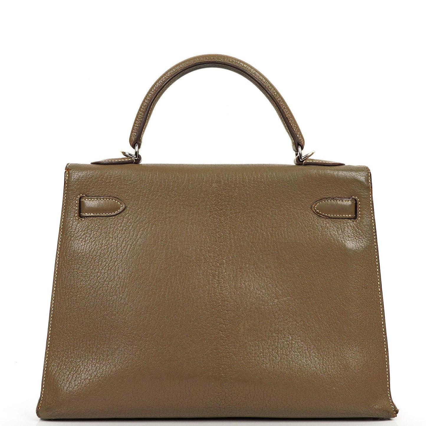 Hermes Kelly 32 Sellier Étoupe Ziegenleder Mysore Palladium Beschläge, 2006