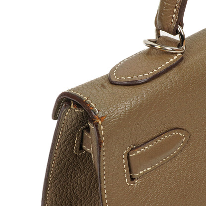 Hermes Kelly 32 Sellier Étoupe Ziegenleder Mysore Palladium Beschläge, 2006