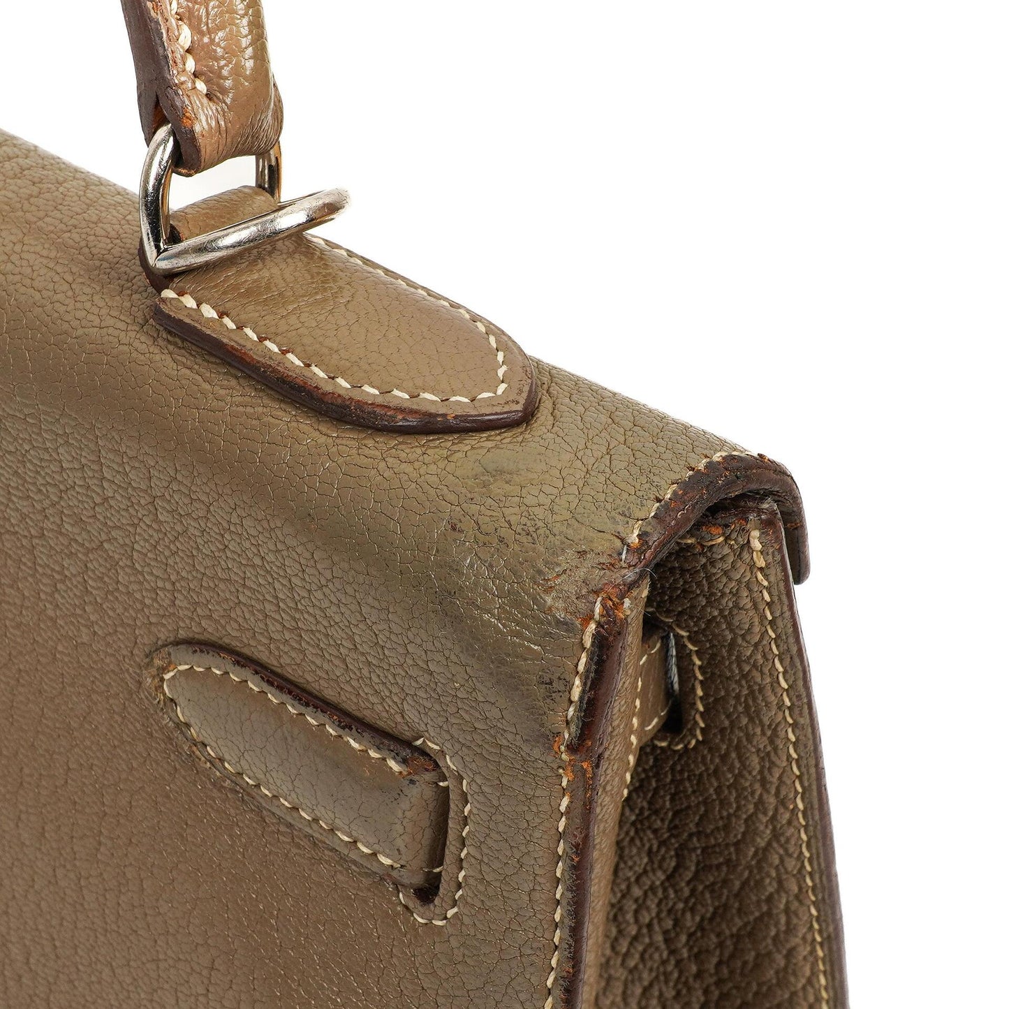 Hermes Kelly 32 Sellier Étoupe Ziegenleder Mysore Palladium Beschläge, 2006