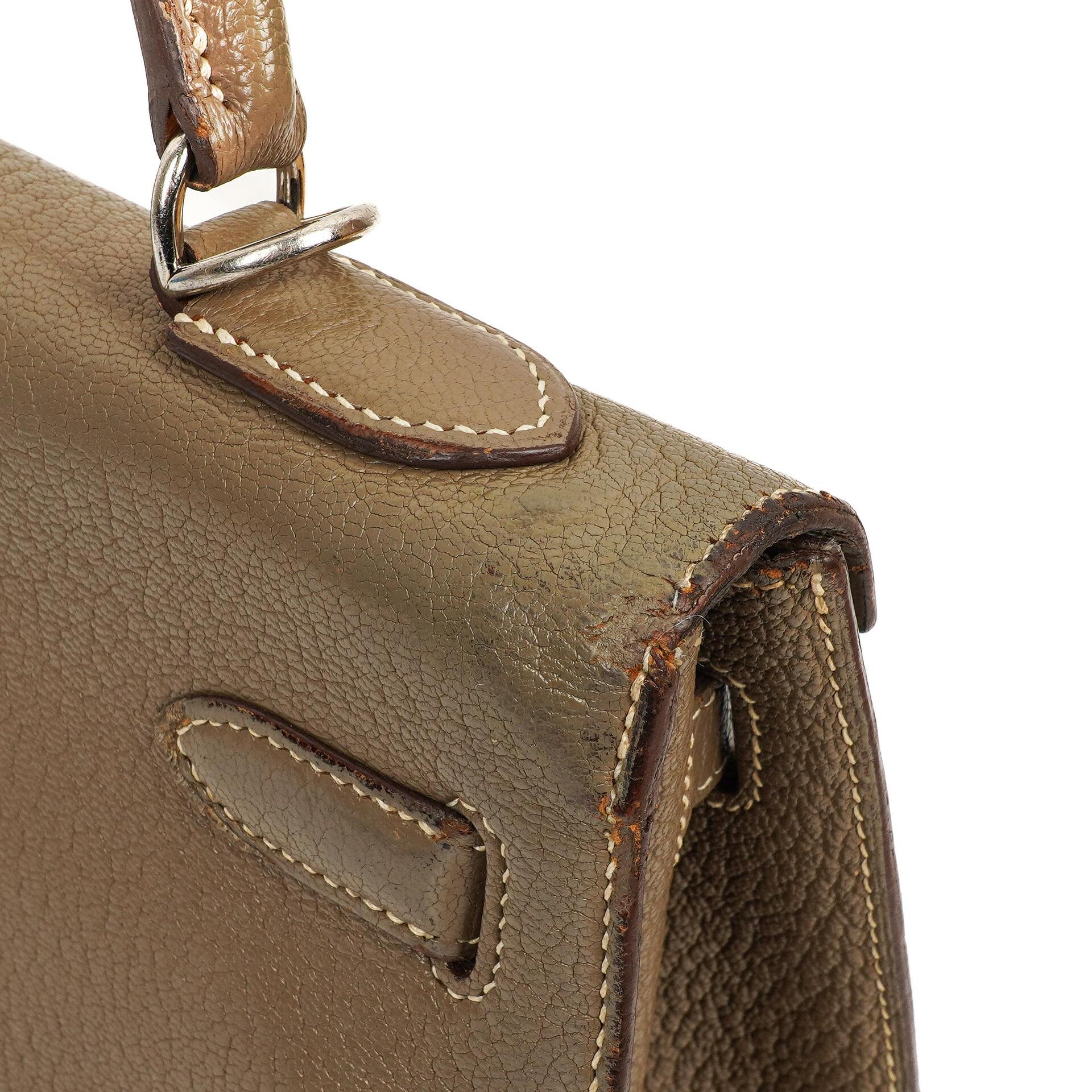 Hermes Kelly 32 Sellier Étoupe Ziegenleder Mysore Palladium Beschläge, 2006