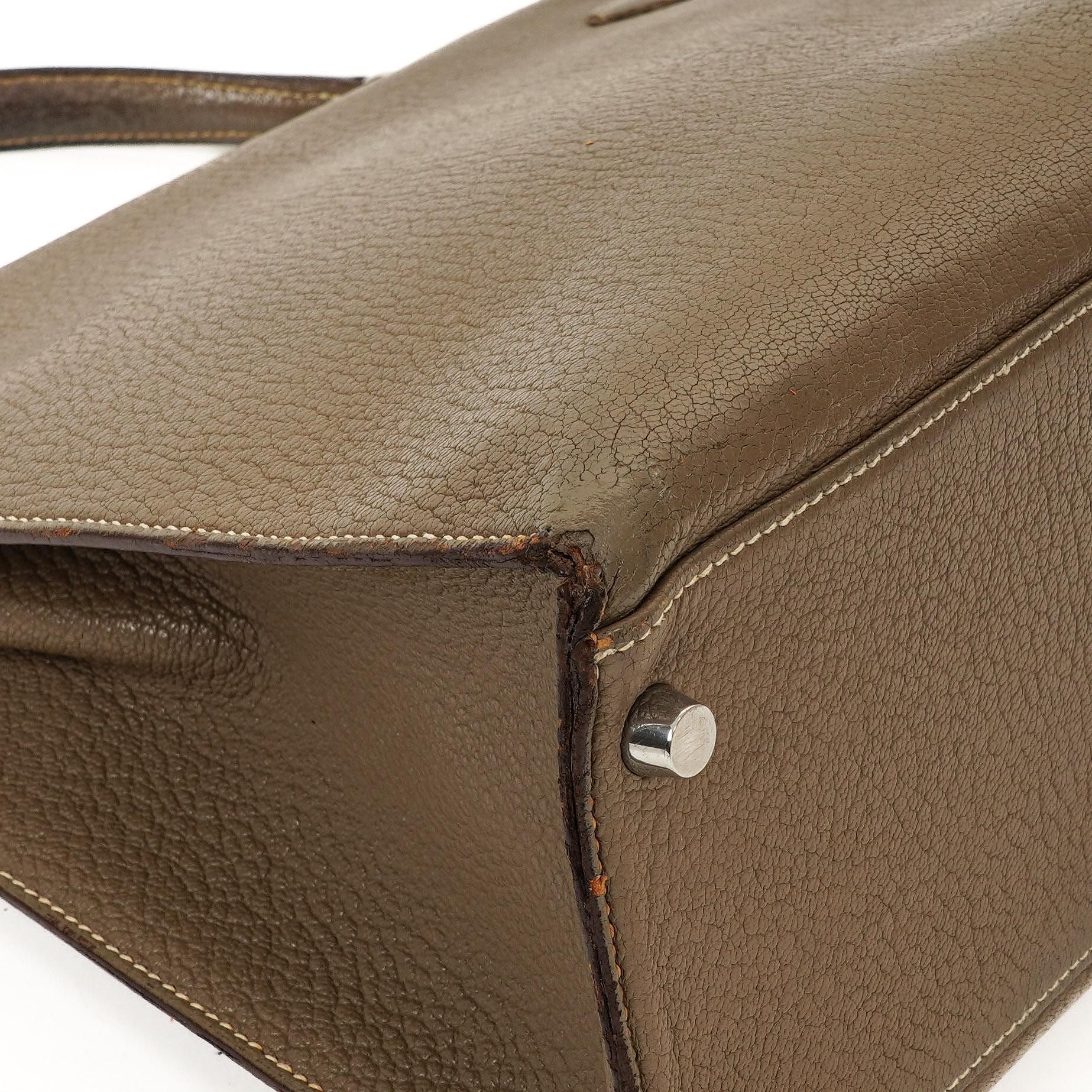 Hermes Kelly 32 Sellier Étoupe Ziegenleder Mysore Palladium Beschläge, 2006
