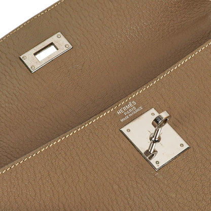 Hermes Kelly 32 Sellier Étoupe Ziegenleder Mysore Palladium Beschläge, 2006